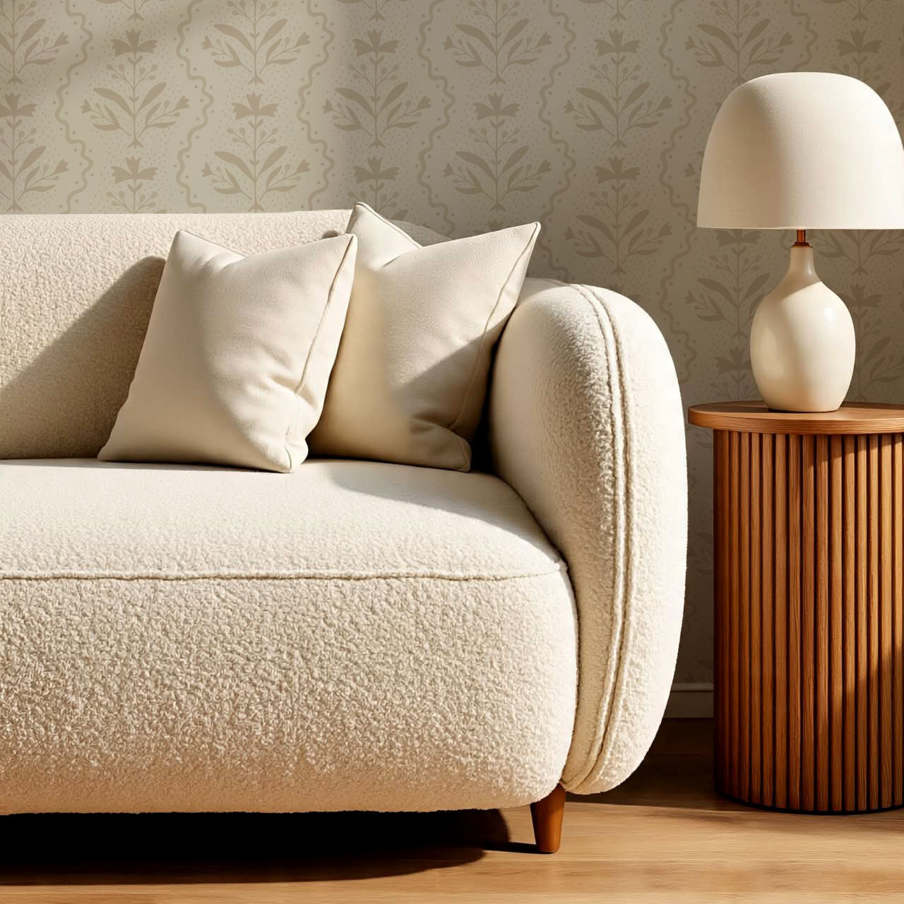 Freya Vertical Blooms Beige Wallpaper