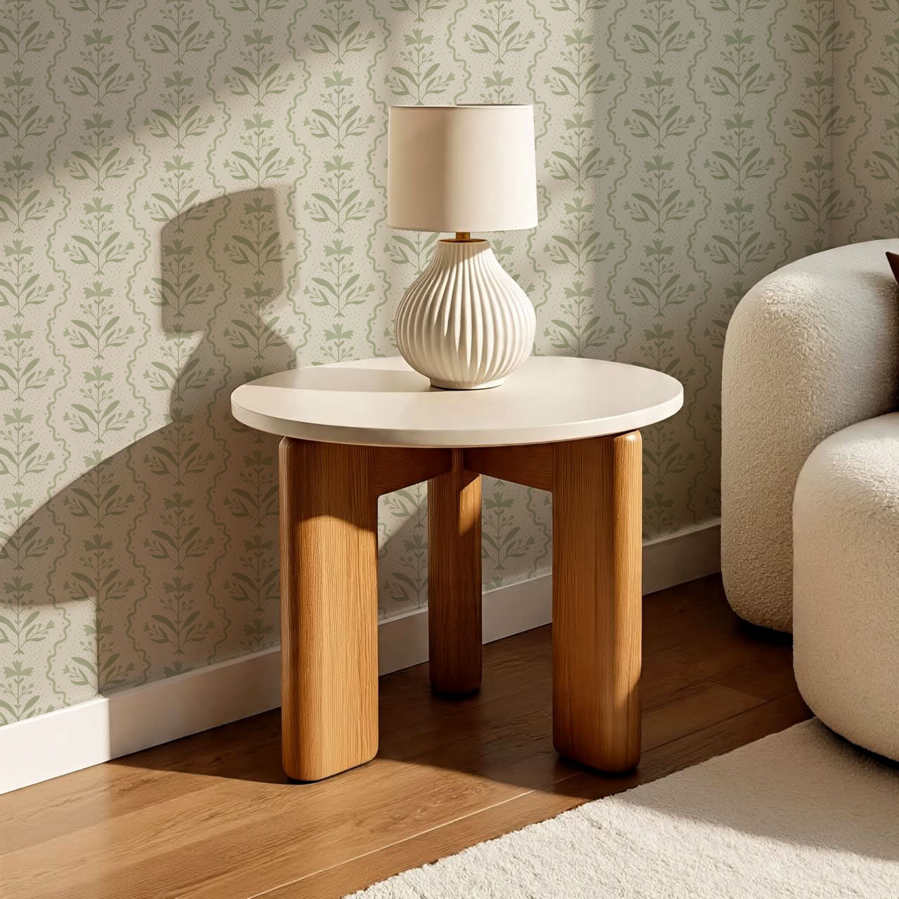 Freya Vertical Blooms Sage Wallpaper