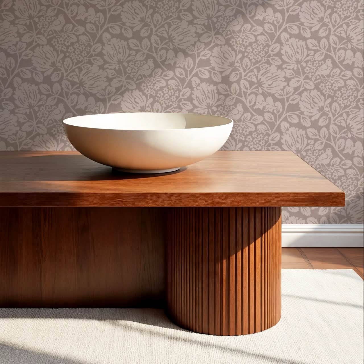 Gabriella Boho Birds and Floral Vines Mauve Wallpaper