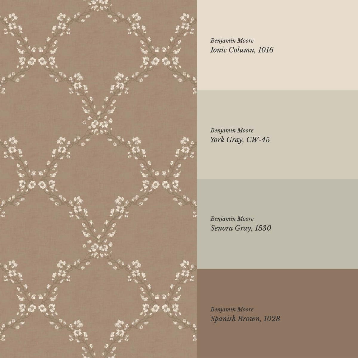 Gala Twining Vines Mud Brown Beige Wallpaper