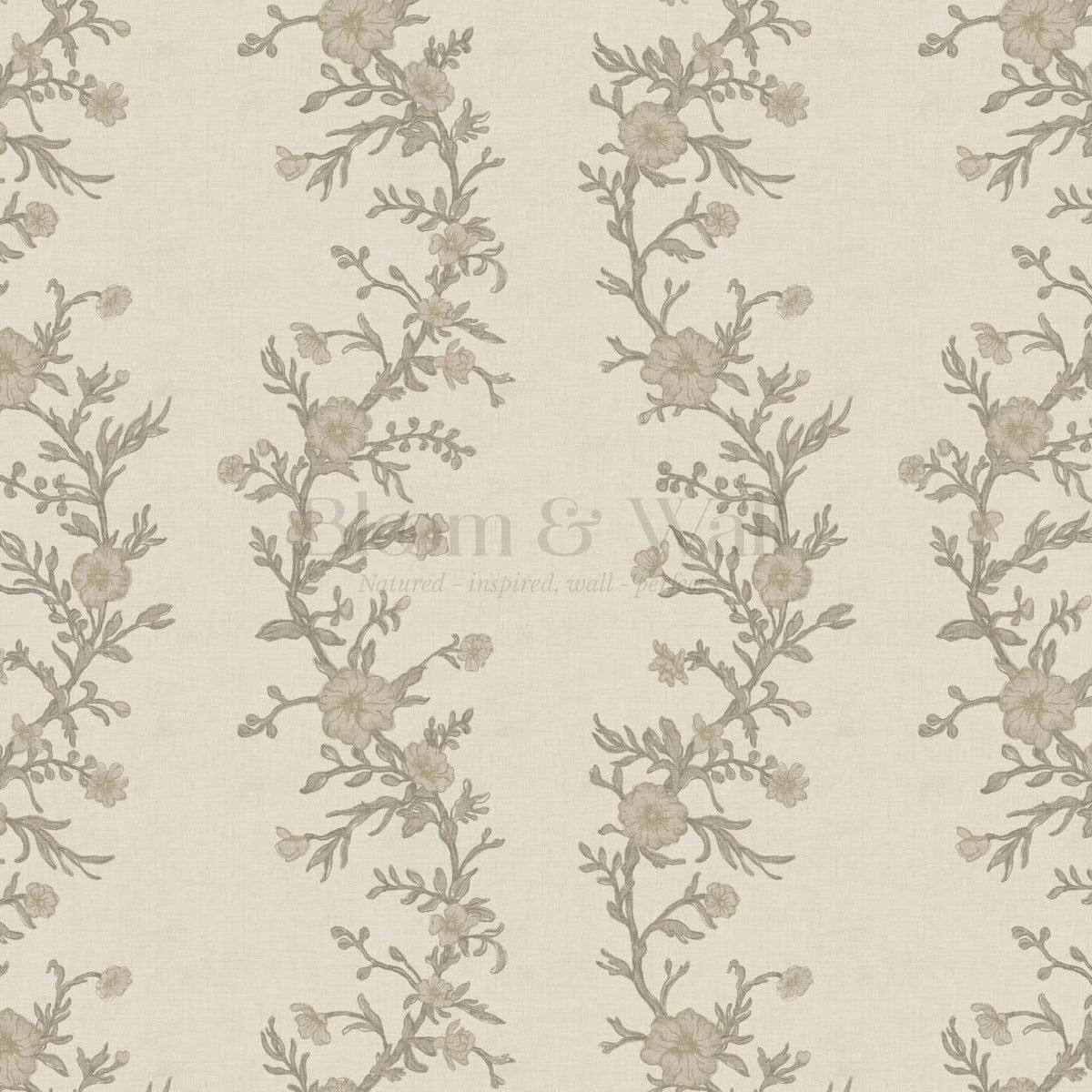 Ina Flowering Vine Beige Stone Wallpaper