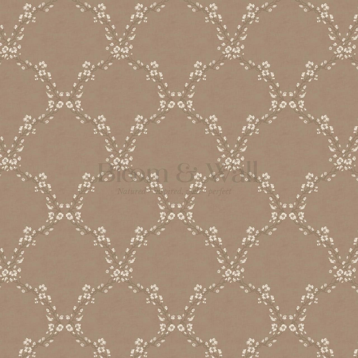 Gala Twining Vines Mud Brown Beige Wallpaper