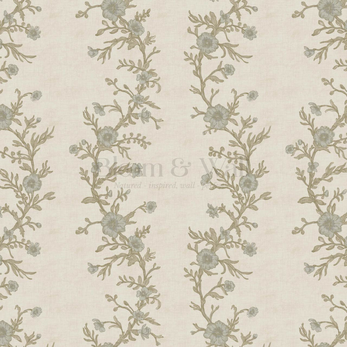 Ina Flowering Vine Oyster Olive Wallpaper