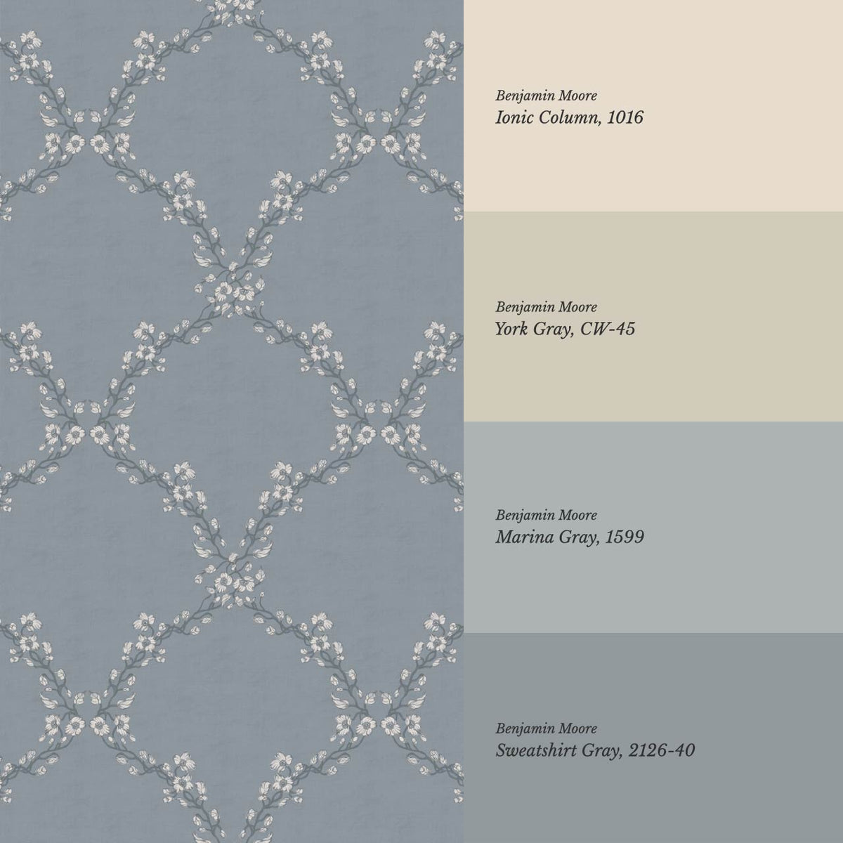 Gala Twining Vines Slate Blue Gray Wallpaper