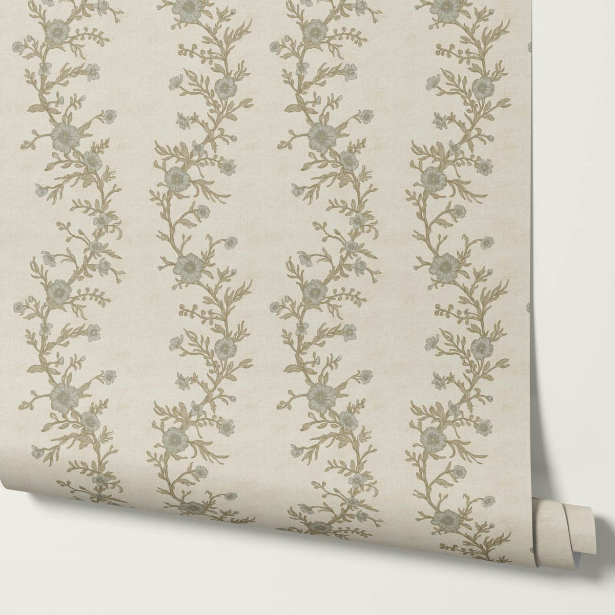 Ina Flowering Vine Oyster Olive Wallpaper