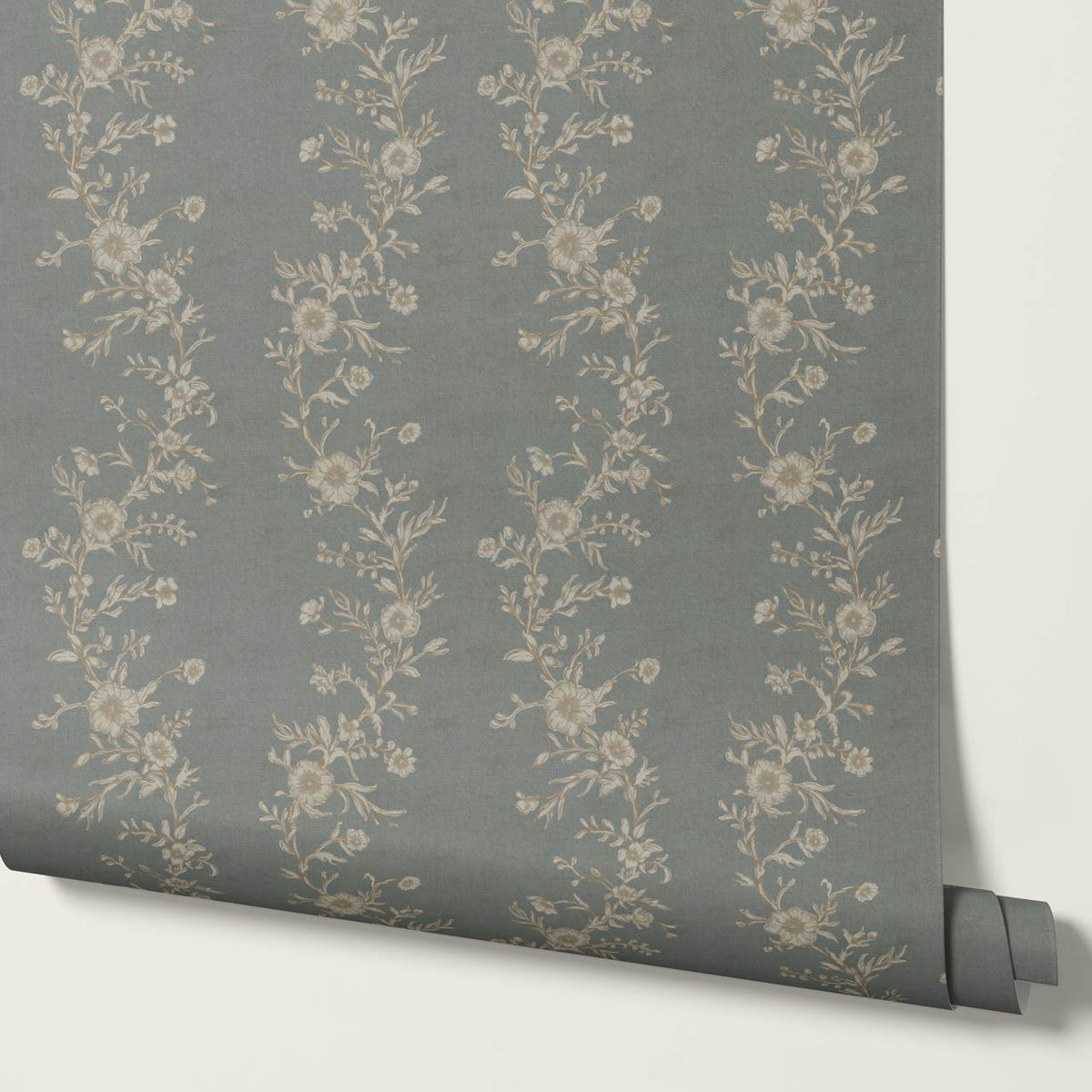 Ina Flowering Vine Sea Foam Taupe Wallpaper