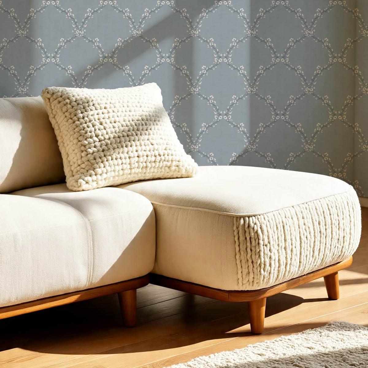 Gala Twining Vines Slate Blue Gray Wallpaper