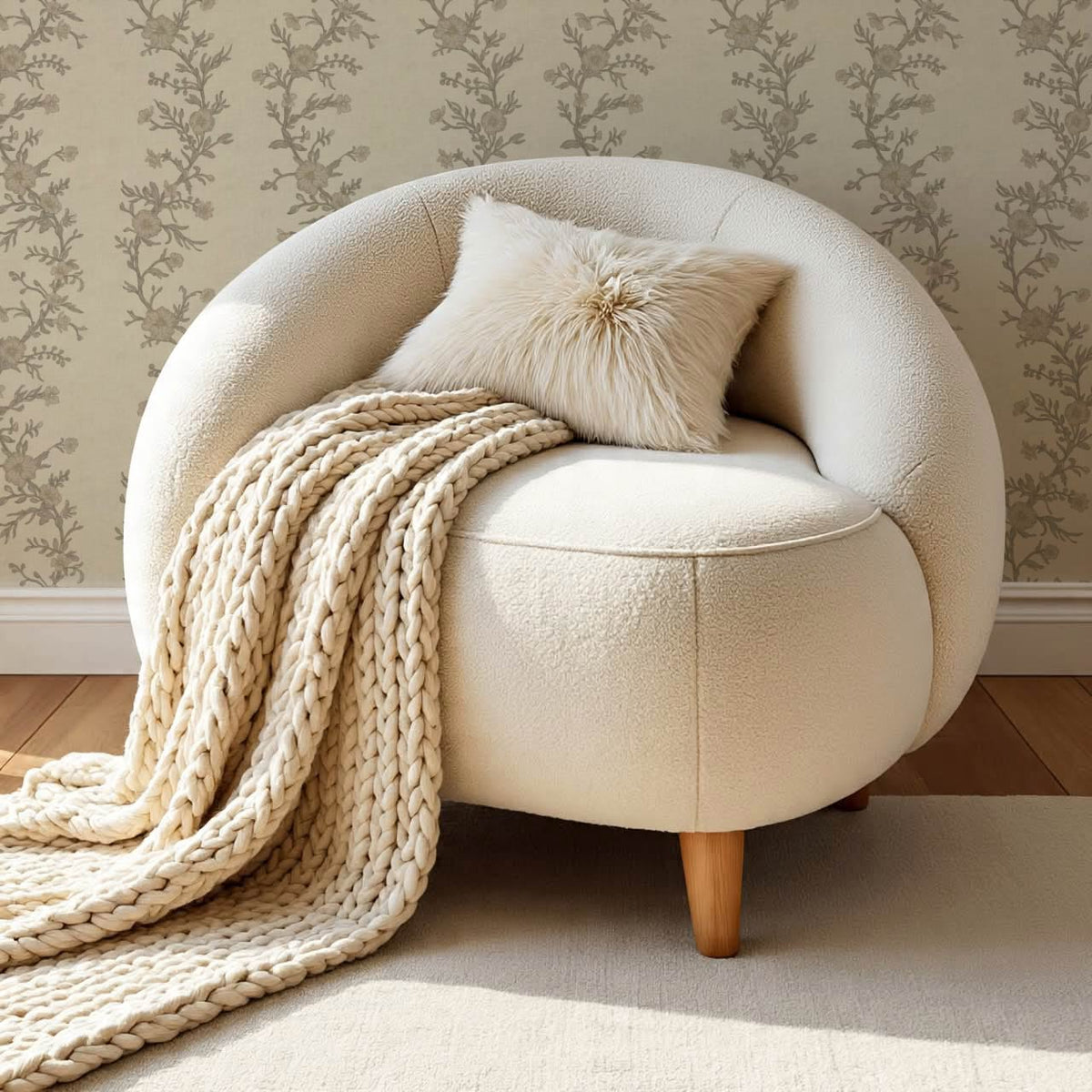 Ina Flowering Vine Beige Stone Wallpaper