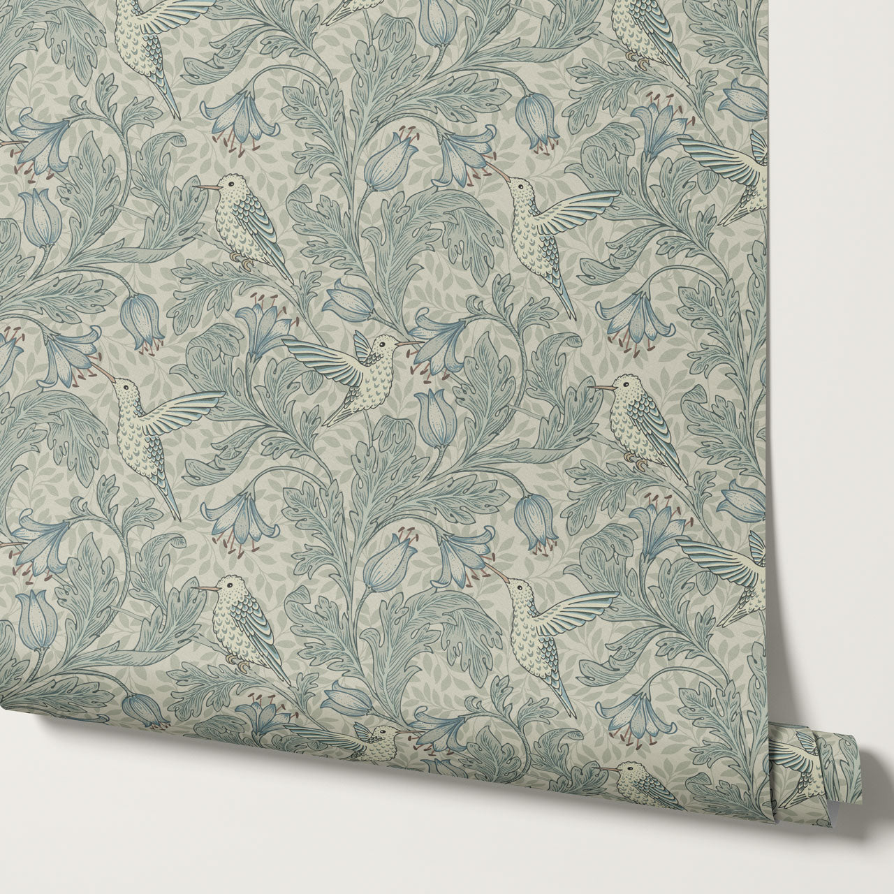 Gemma Hummingbirds Teal Wallpaper