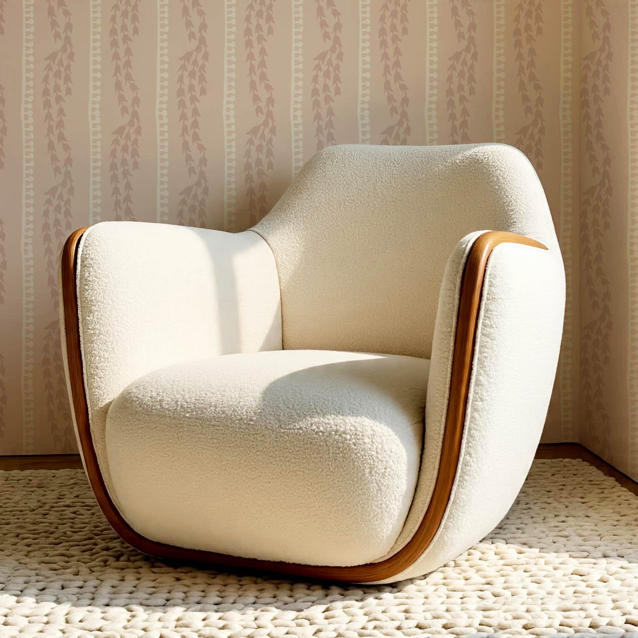 Genevieve Folk Vine Stripe Blush Wallpaper