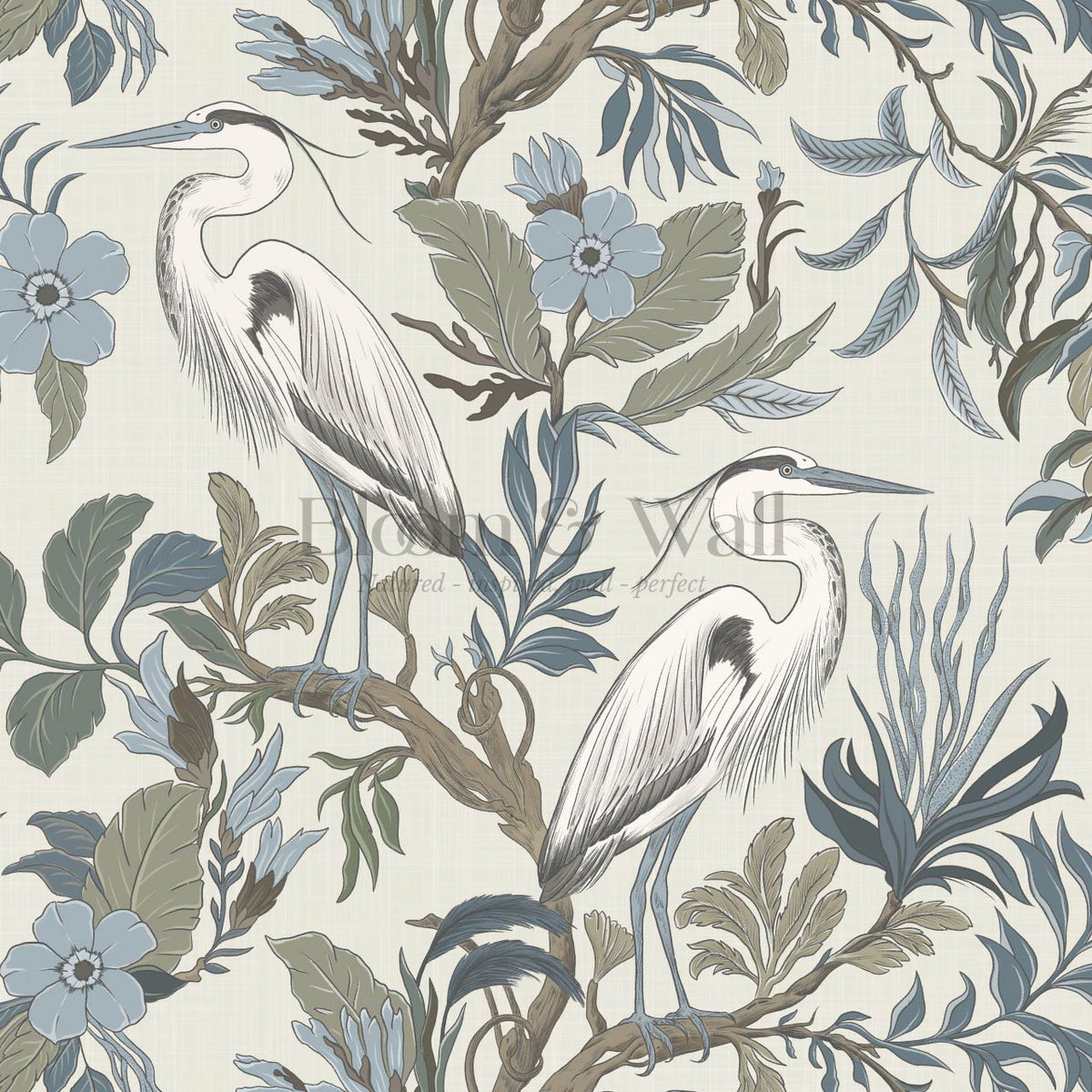 Genoveva Herons Bone Gray Sky Olive Wallpaper
