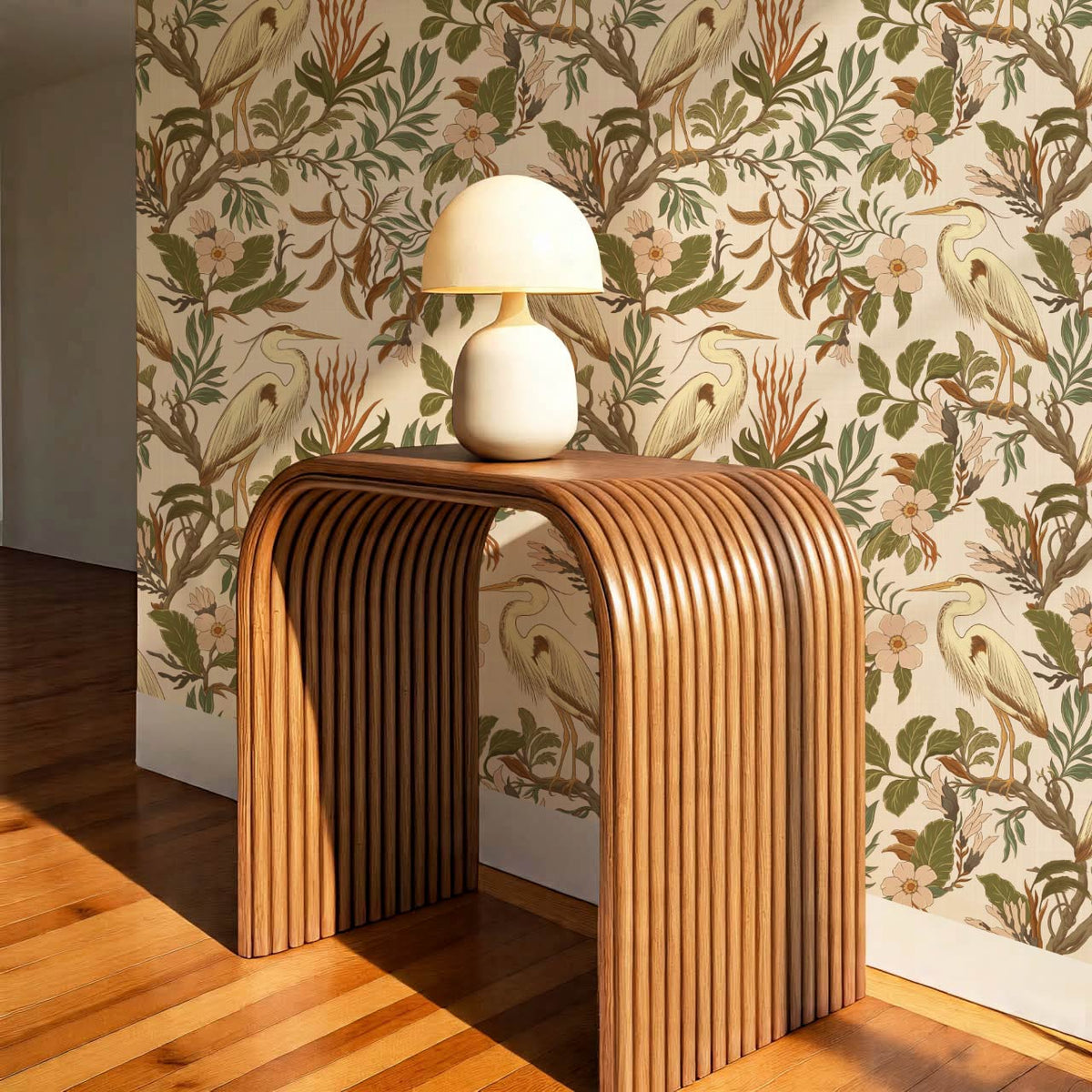 Genoveva Herons Ivory Pale Blush Olive Wallpaper