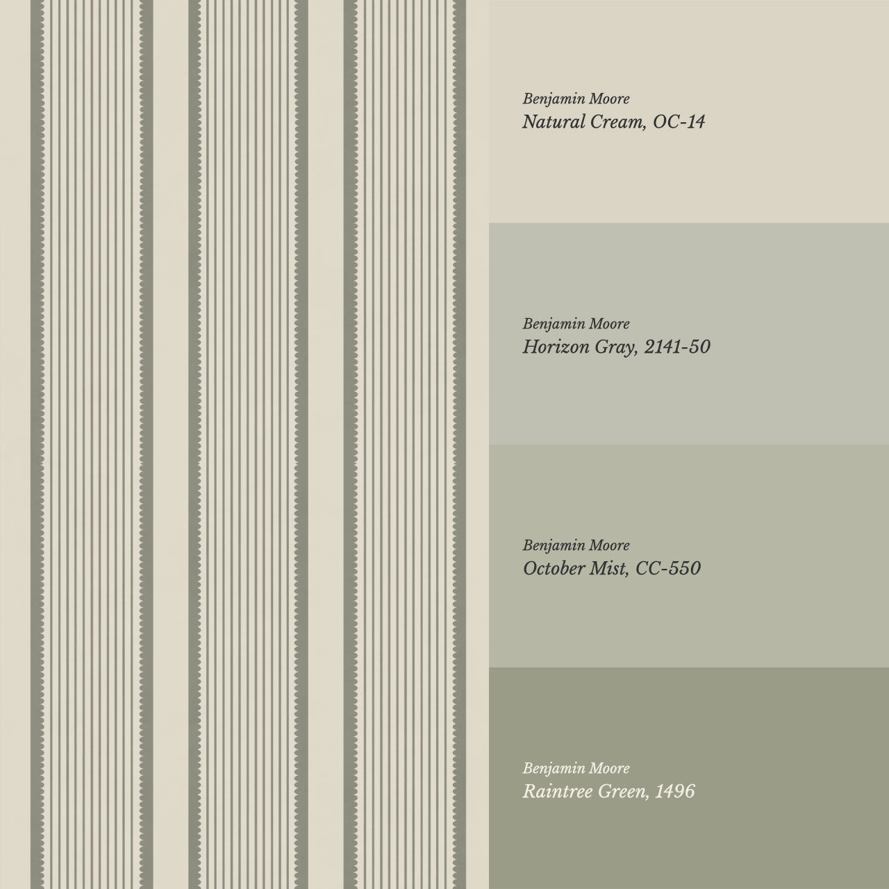 Georgia Harbor Scallop Stripes Sage Wallpaper