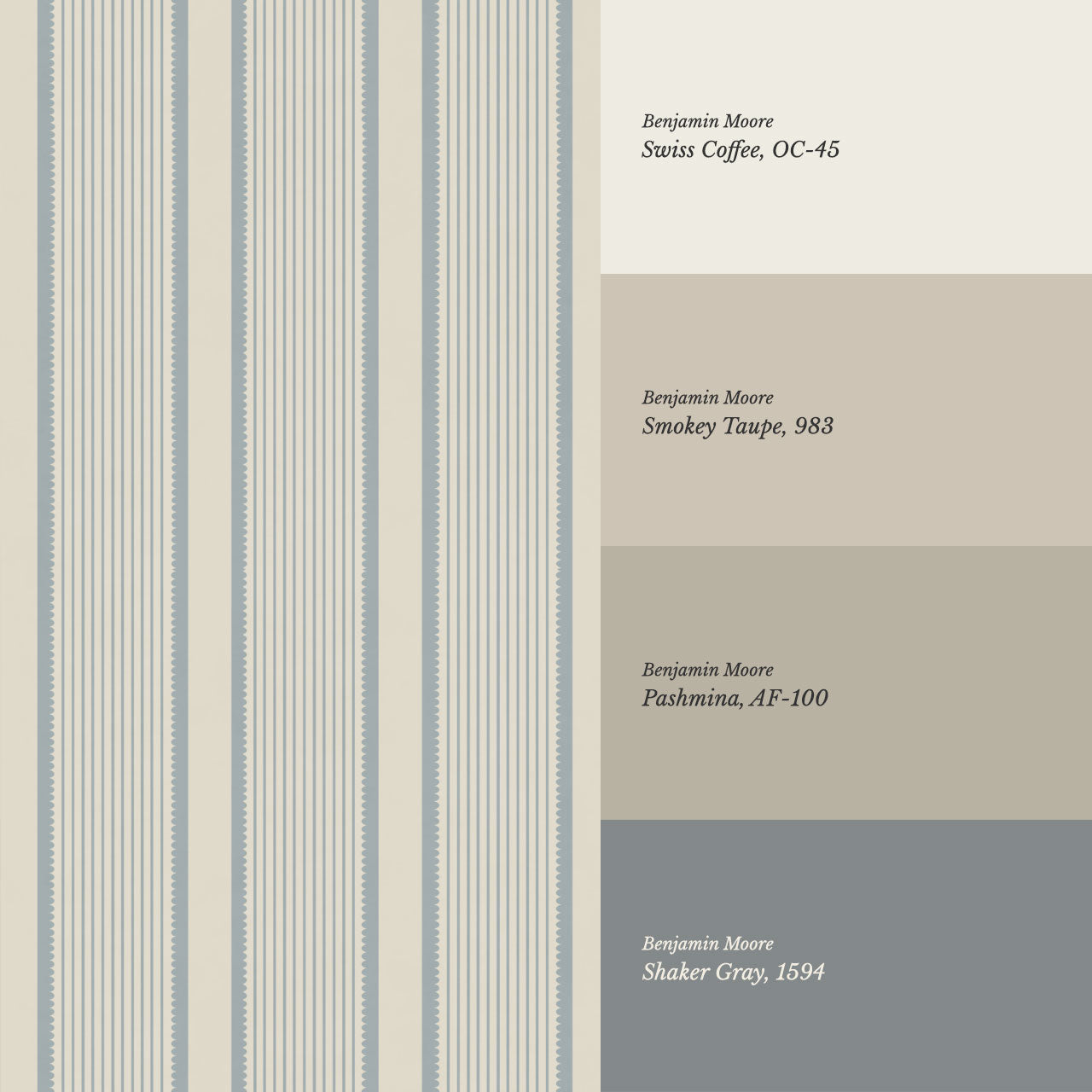 Georgia Harbor Scallop Stripes Vintage Blue Wallpaper