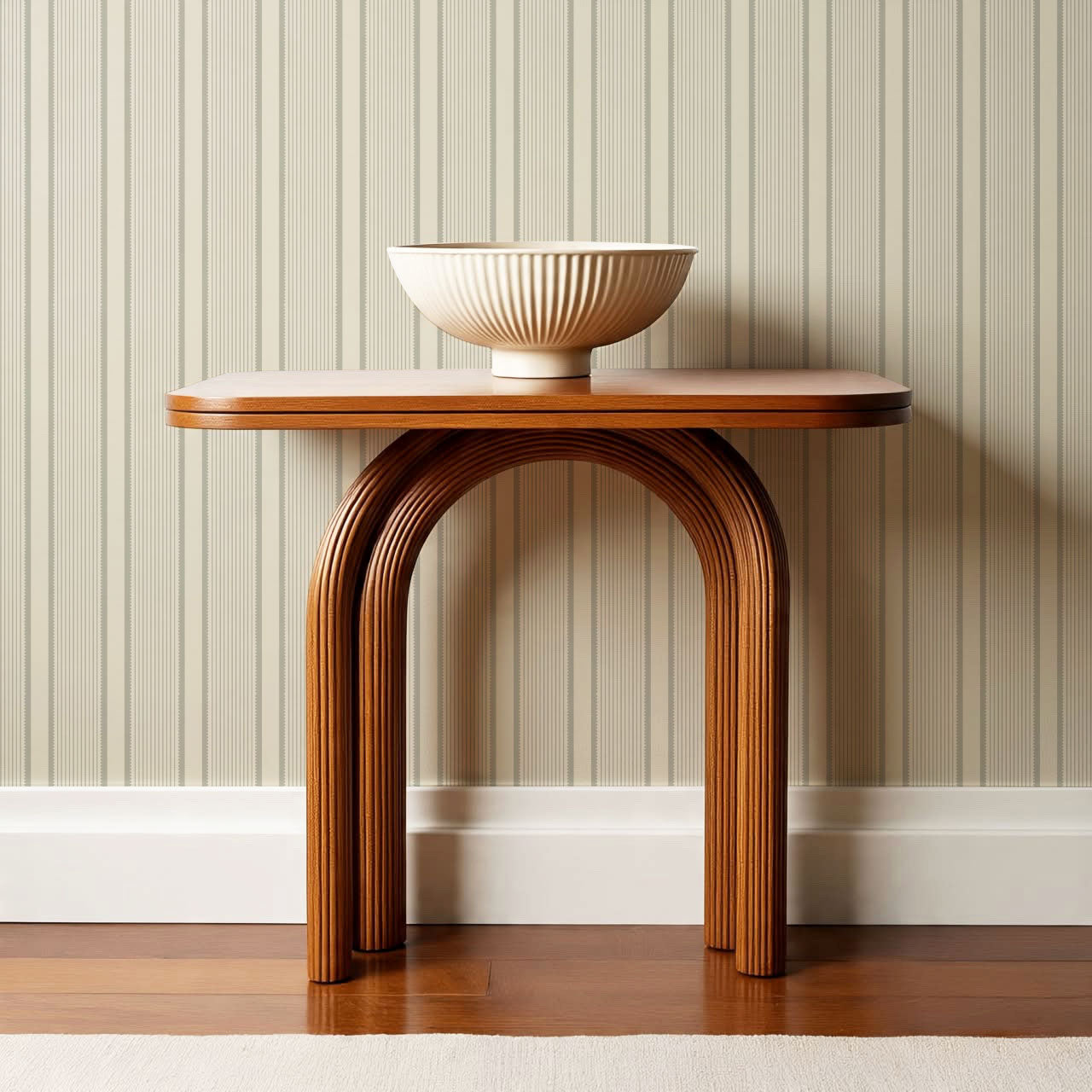 Georgia Harbor Scallop Stripes Dove Wallpaper