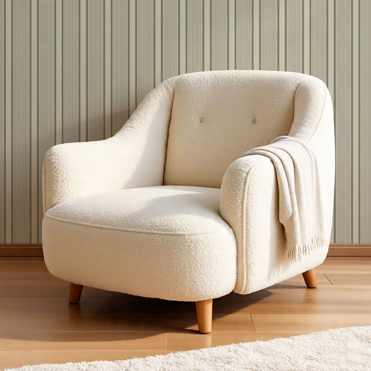 Georgia Harbor Scallop Stripes Sage Wallpaper