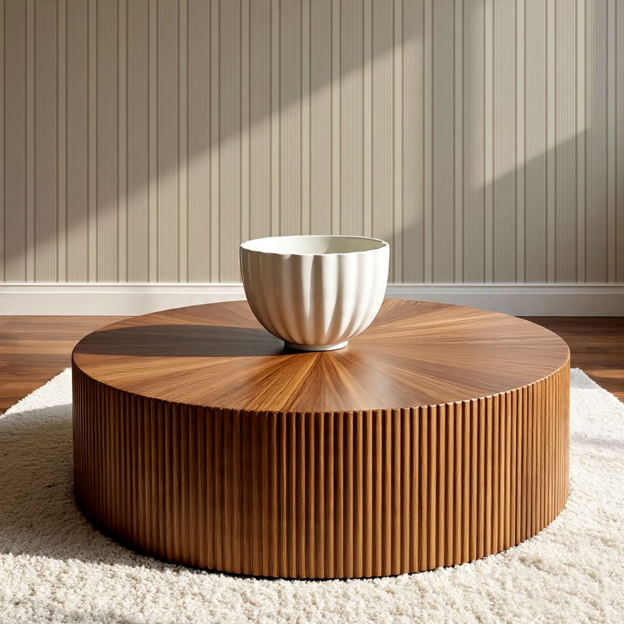 Georgia Harbor Scallop Stripes Taupe Wallpaper