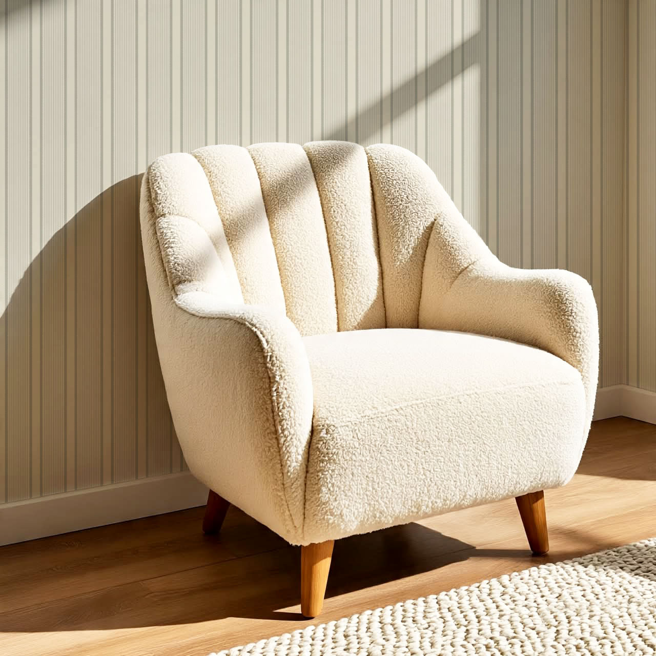 Georgia Harbor Scallop Stripes Dove Wallpaper