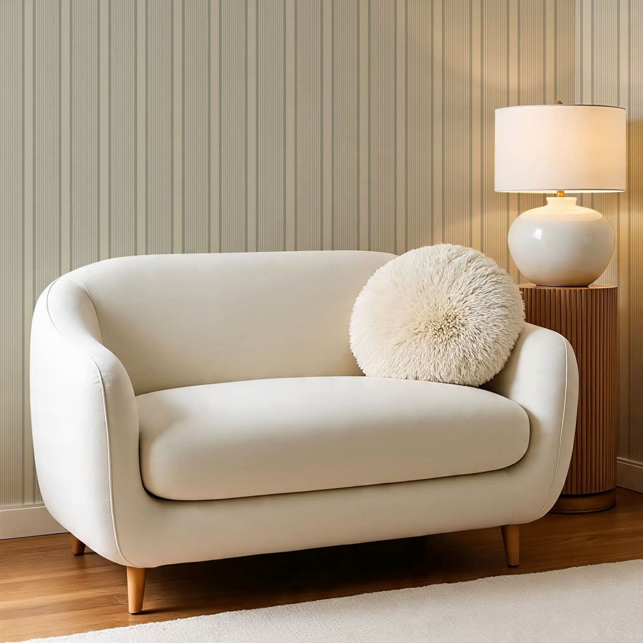 Georgia Harbor Scallop Stripes Dove Wallpaper