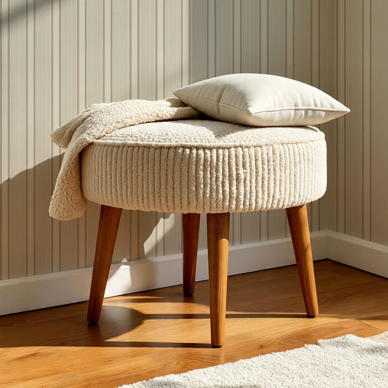 Georgia Harbor Scallop Stripes Taupe Wallpaper