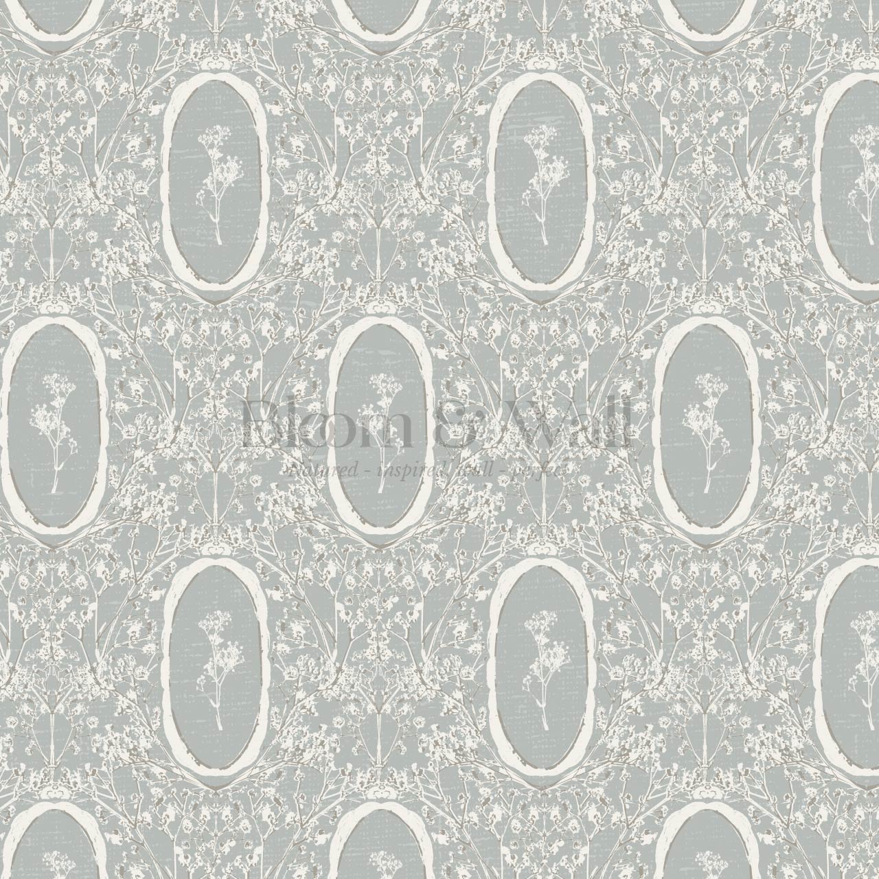 Gia Floral Medallions Dove Gray Wallpaper