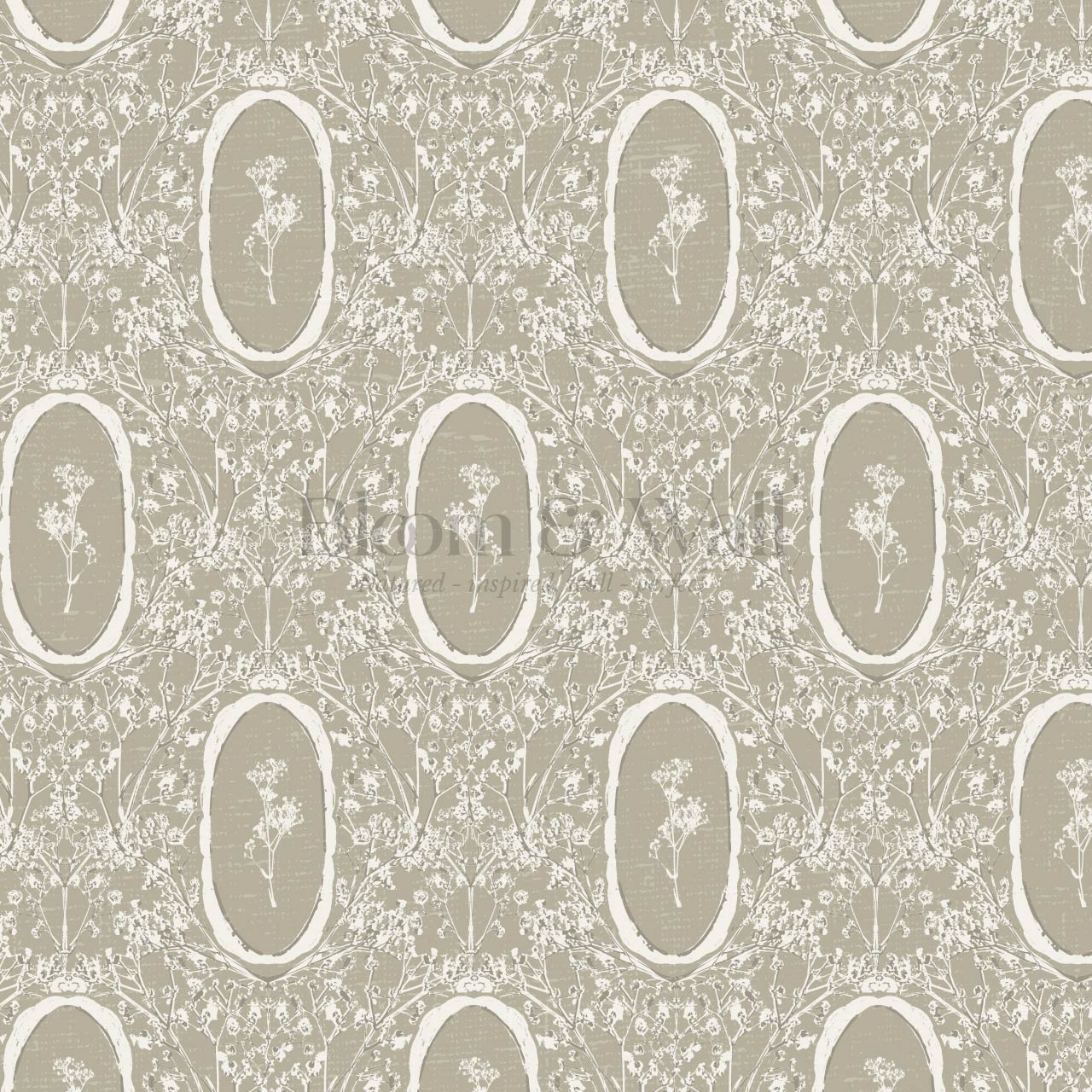Gia Floral Medallions Olive Wallpaper