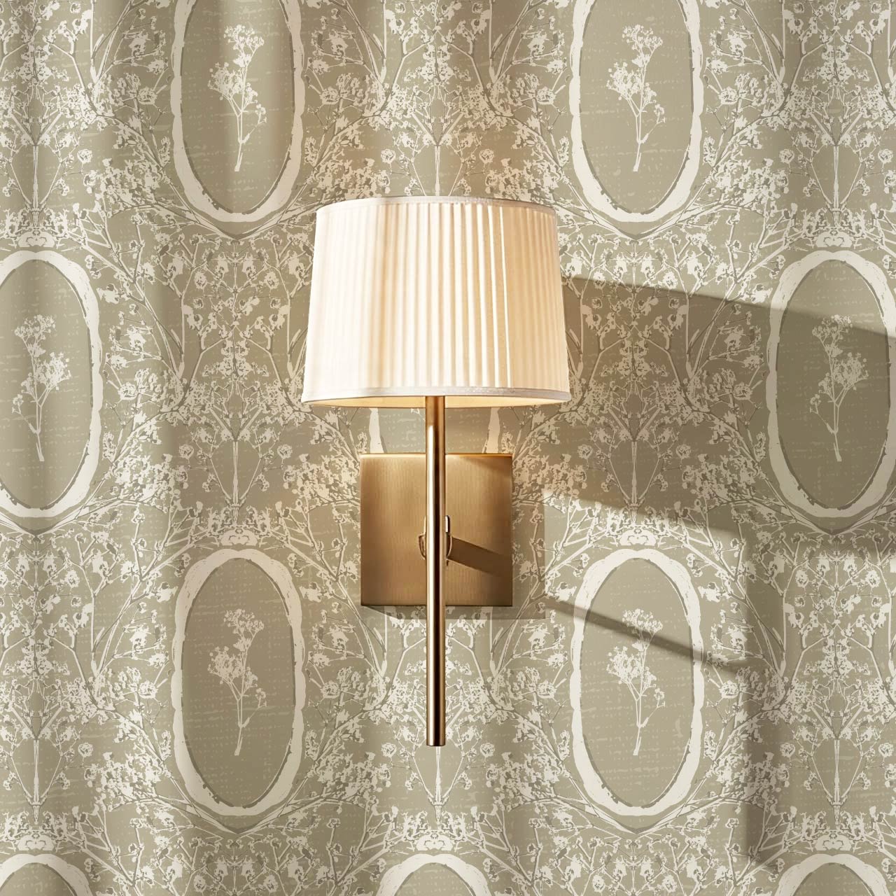 Gia Floral Medallions Olive Wallpaper