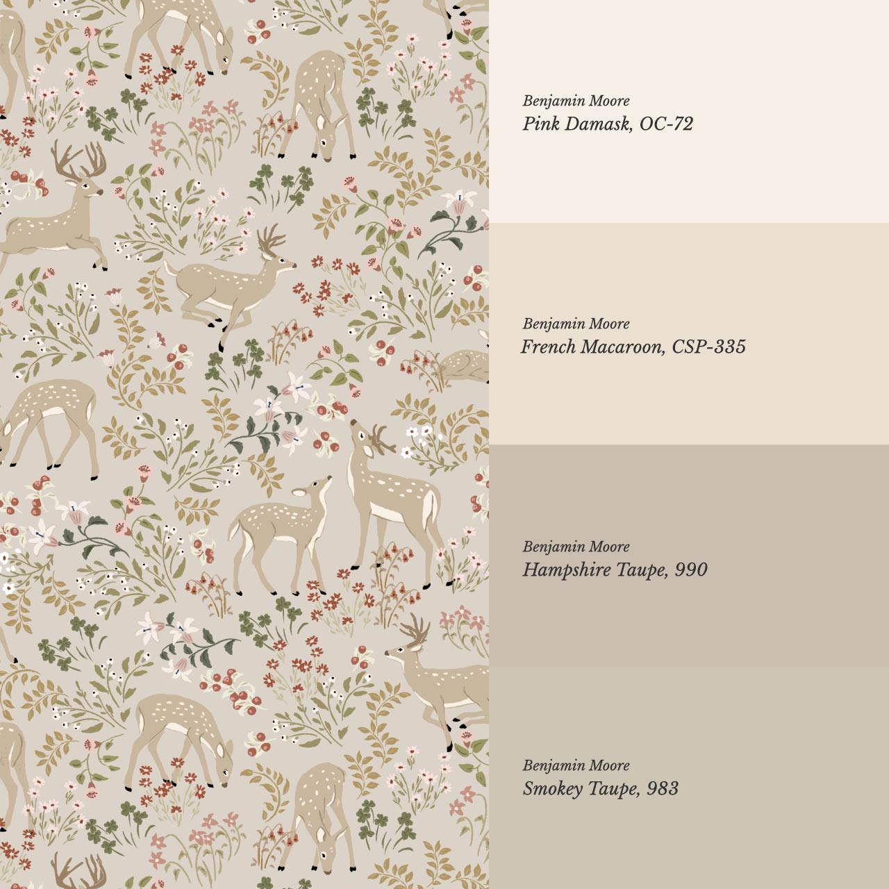 Gianna Meadow Deer Taupe Wallpaper