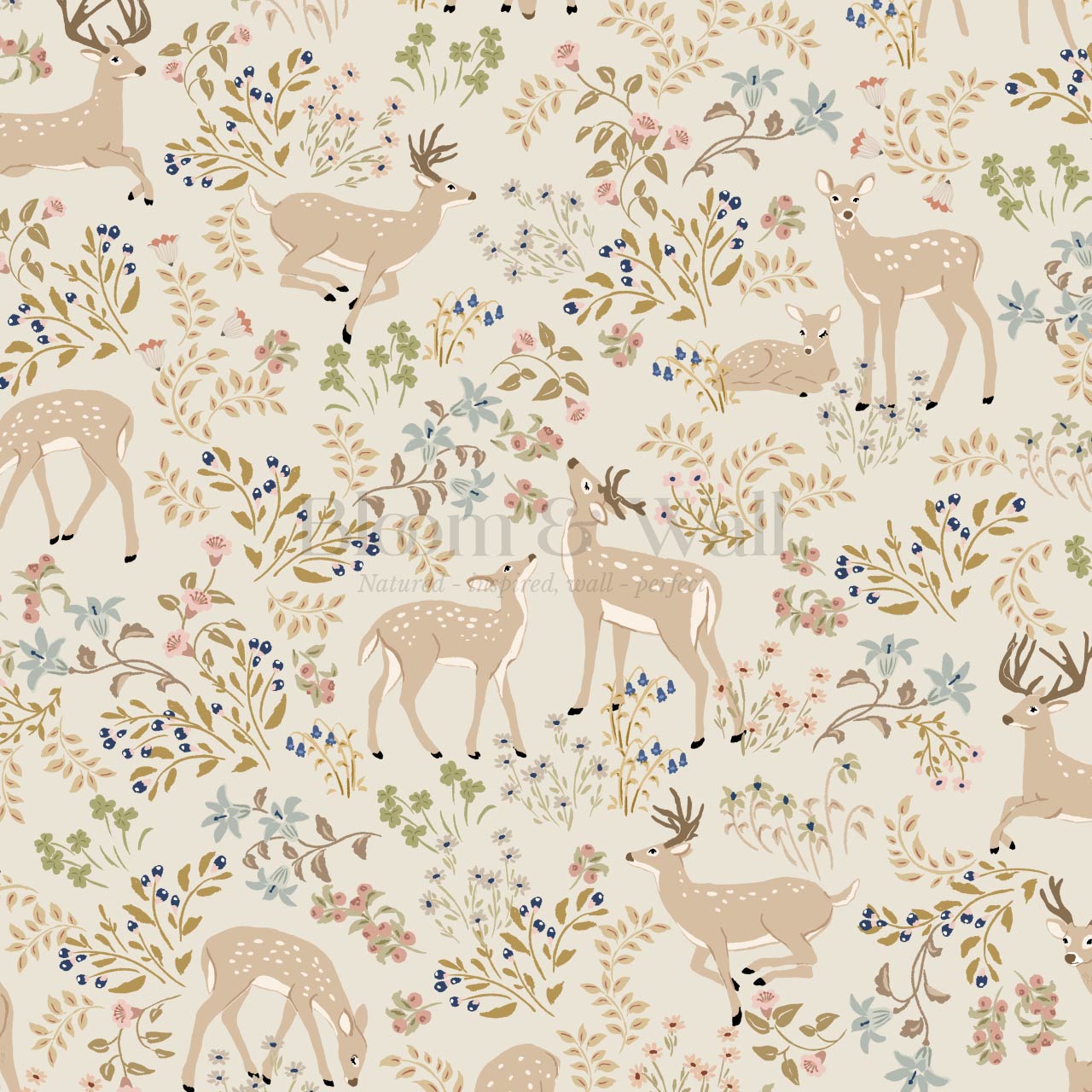 Gianna Meadow Deer Neutral Pastel Wallpaper