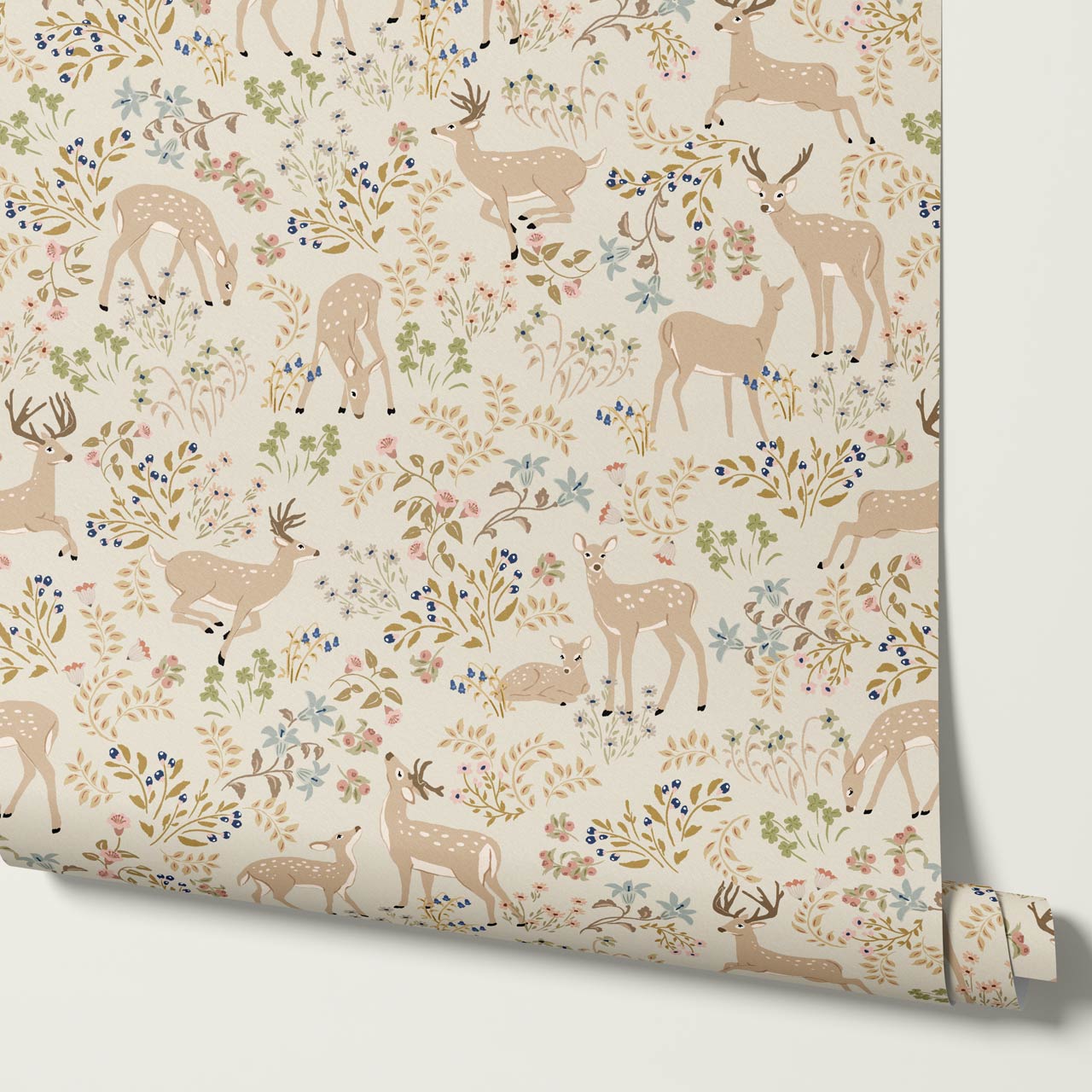 Gianna Meadow Deer Neutral Pastel Wallpaper
