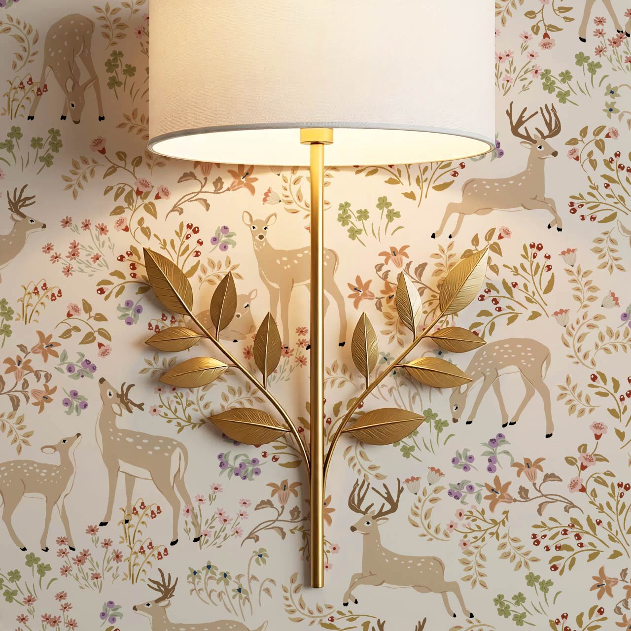 Gianna Meadow Deer Blush Wallpaper