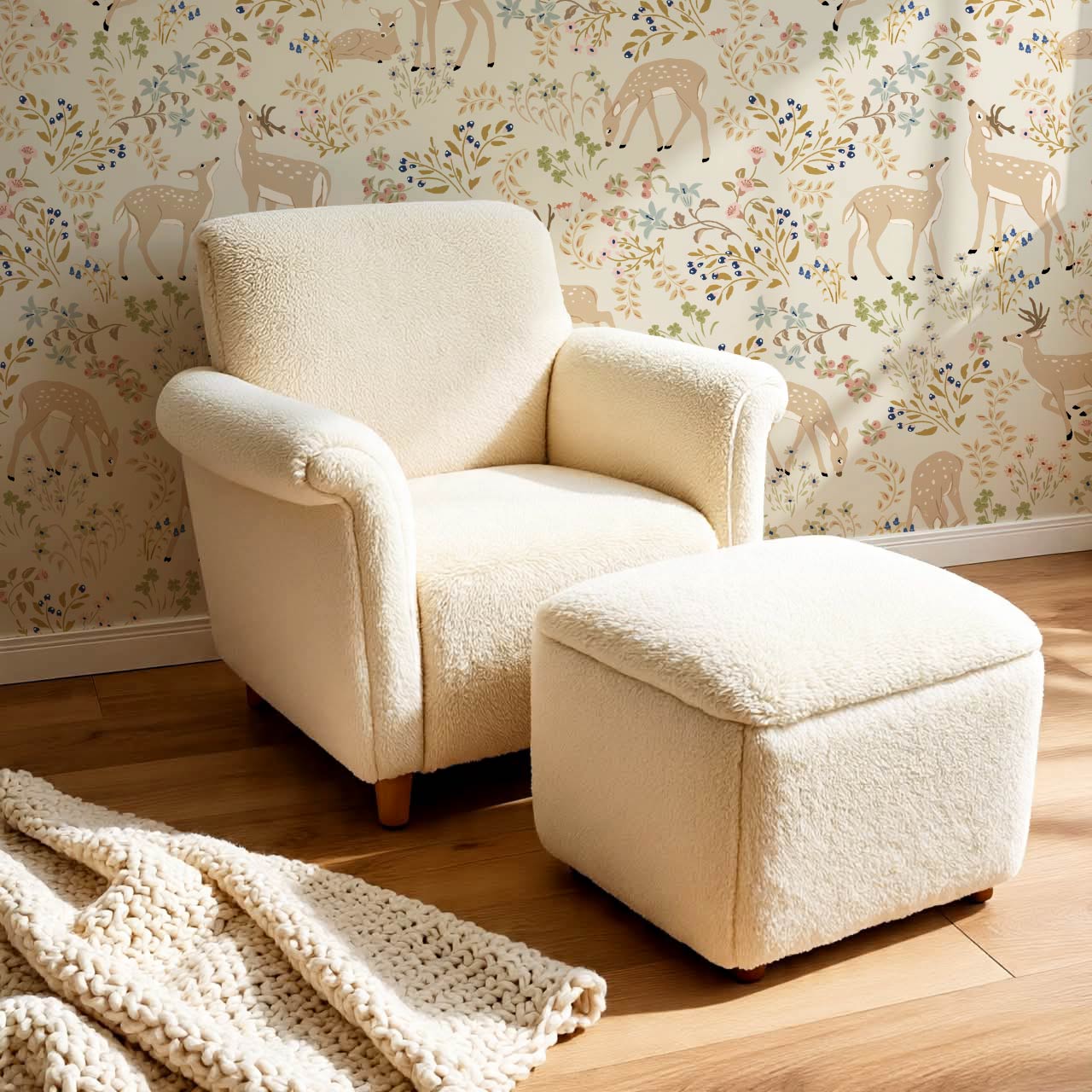 Gianna Meadow Deer Neutral Pastel Wallpaper