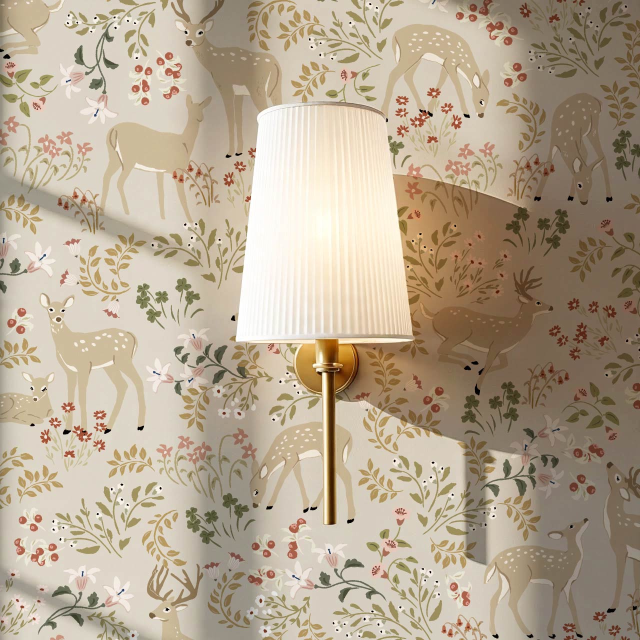 Gianna Meadow Deer Taupe Wallpaper