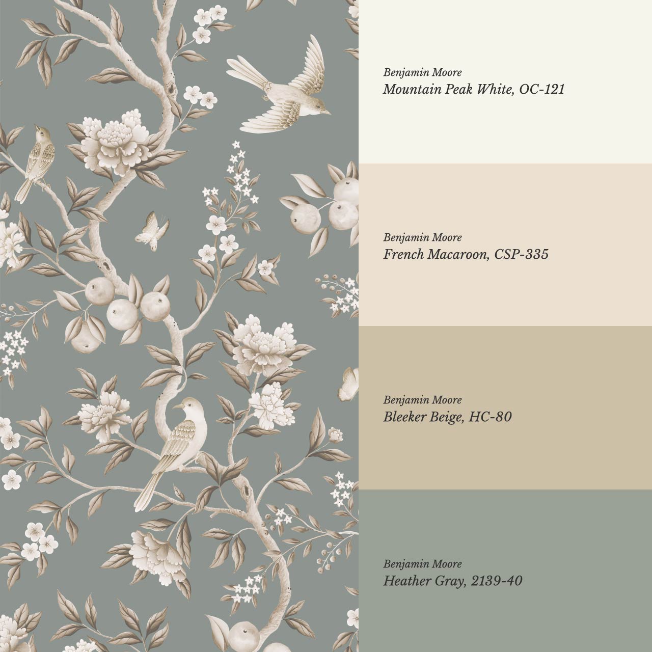 Ginevra Orchard Song Chinoiserie Sage Beige Wallpaper