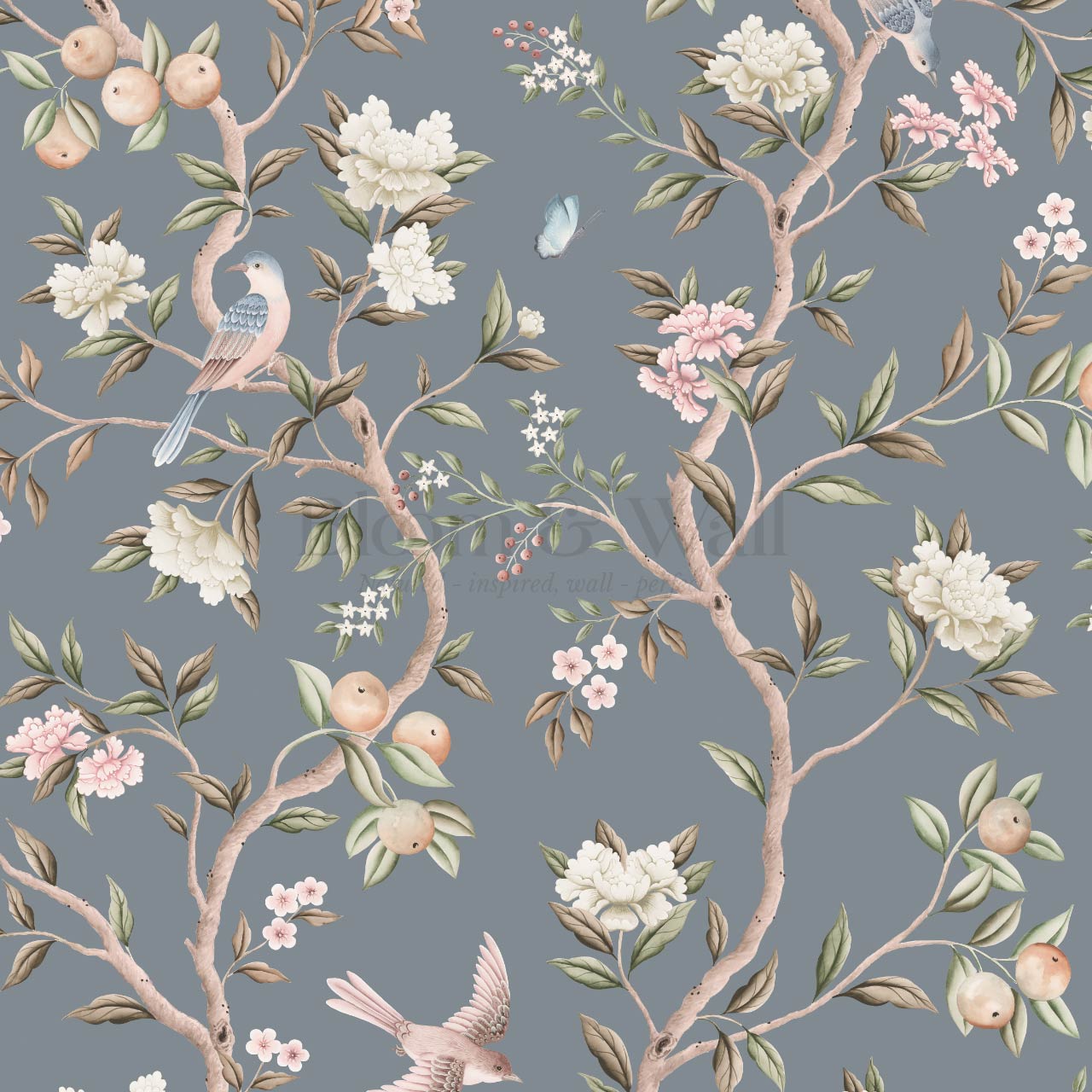 Ginevra Orchard Song Chinoiserie Smoke Pastel Wallpaper