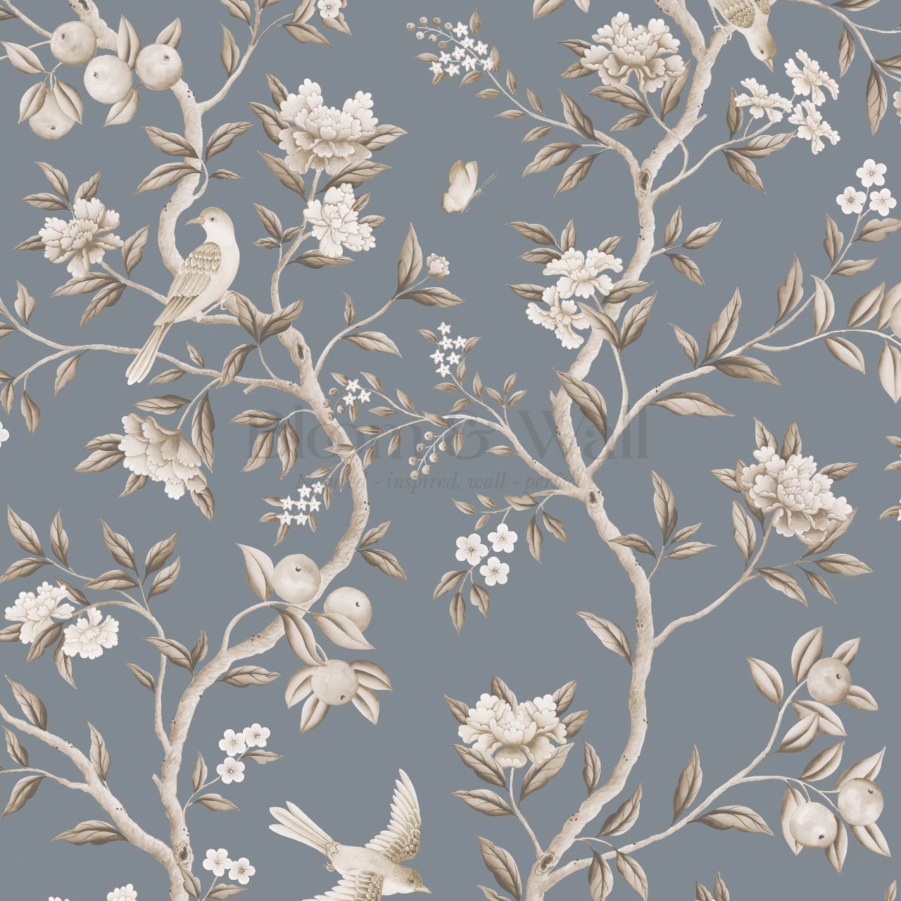 Ginevra Orchard Song Chinoiserie Smoke Beige Wallpaper