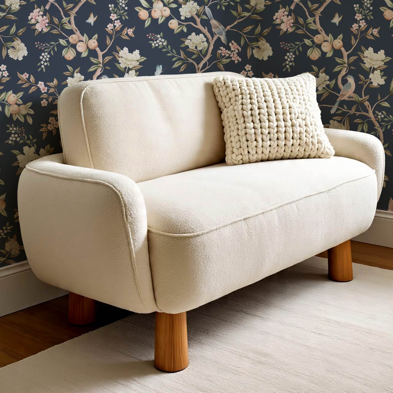 Ginevra Orchard Song Chinoiserie Navy Pastel Wallpaper