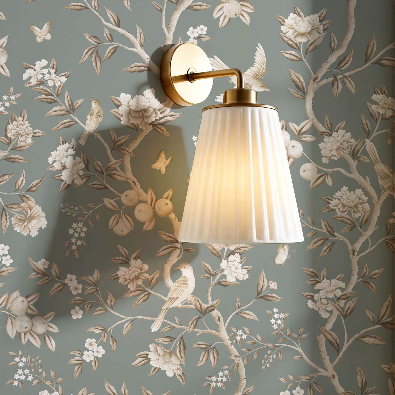 Ginevra Orchard Song Chinoiserie Sage Beige Wallpaper