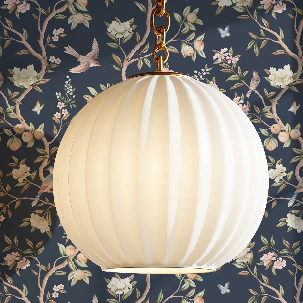 Ginevra Orchard Song Chinoiserie Navy Pastel Wallpaper