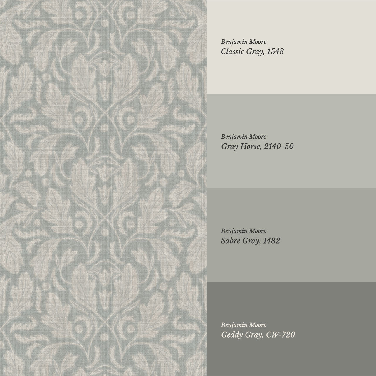 Gisele Baroque Leaves Dove Wallpaper