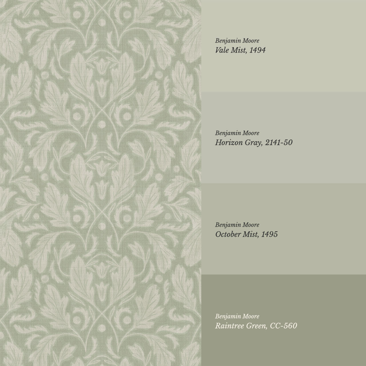 Gisele Baroque Leaves Sage Wallpaper