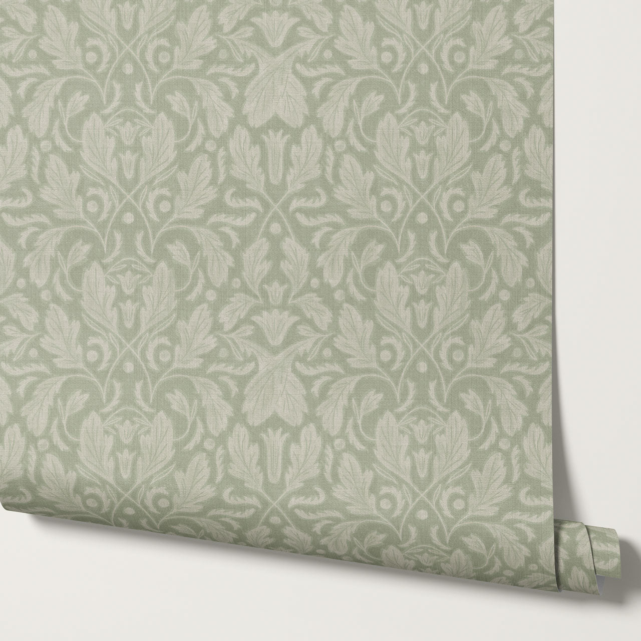 Gisele Baroque Leaves Sage Wallpaper