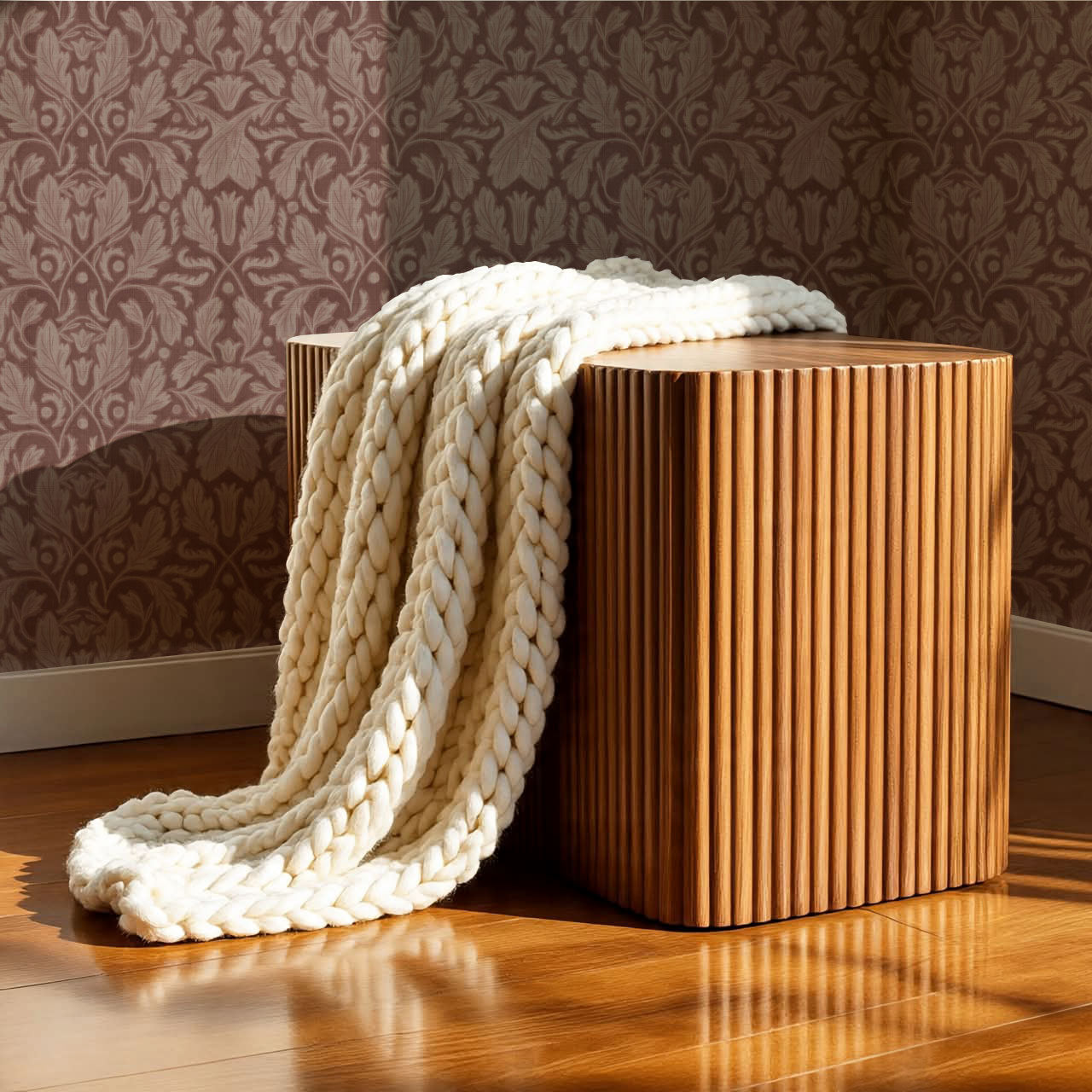 Gisele Baroque Leaves Brown Mauve Wallpaper