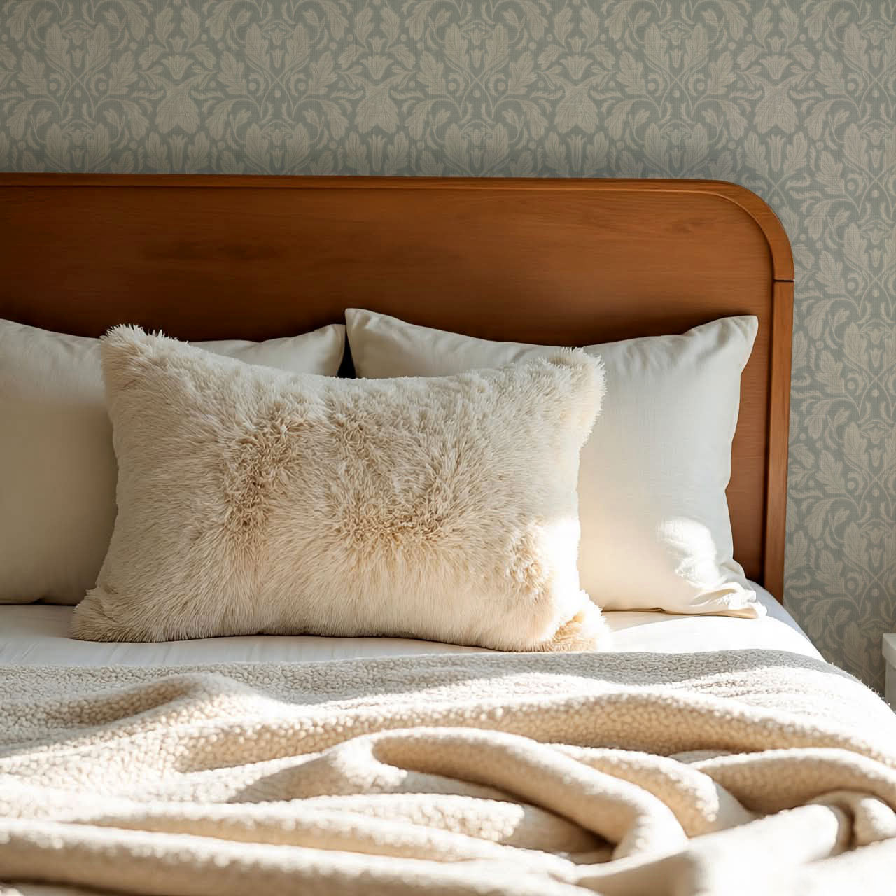 Gisele Baroque Leaves Dove Wallpaper