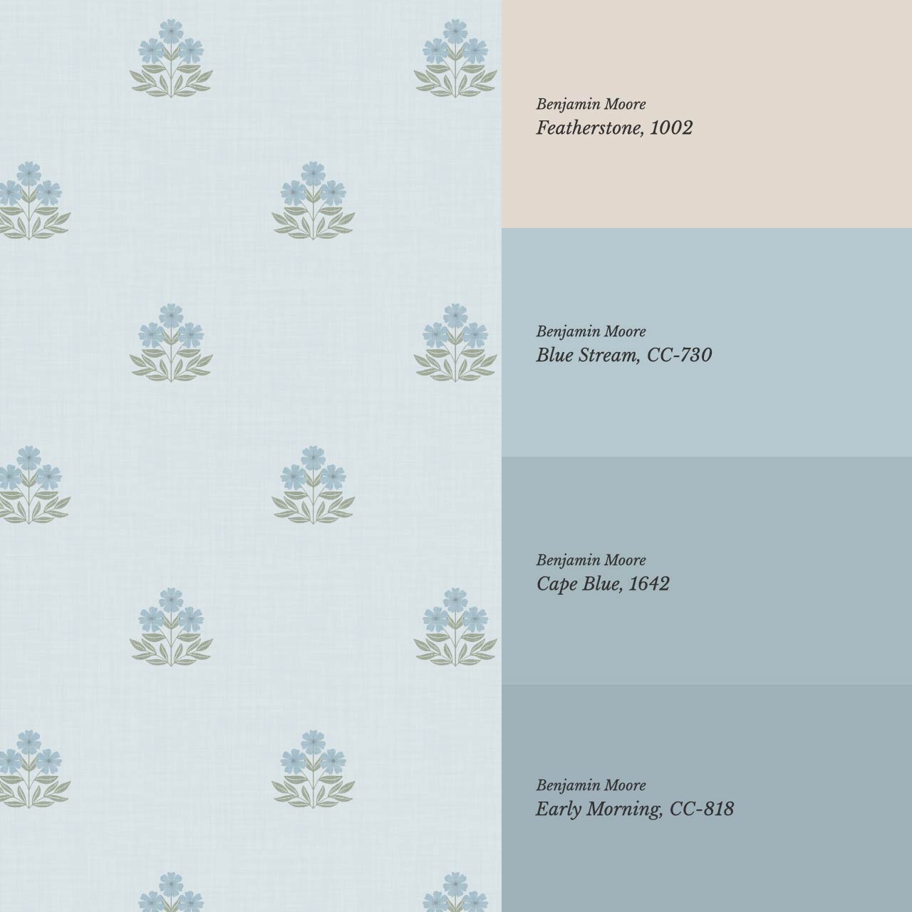 Giustina Floral Bloom French Blue Wallpaper