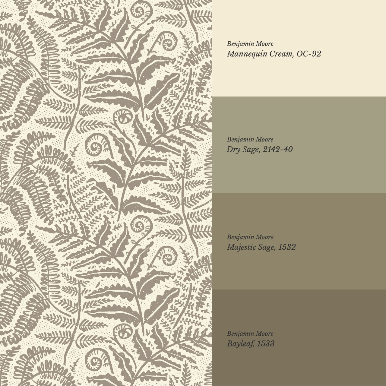 Gloria Fern Pastel Brown Wallpaper