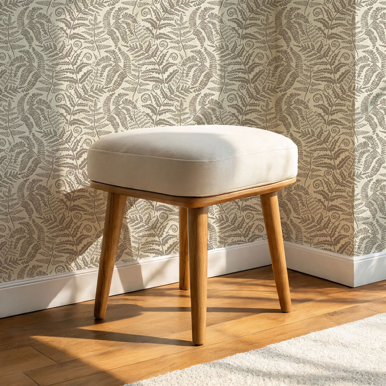 Gloria Fern Pastel Brown Wallpaper