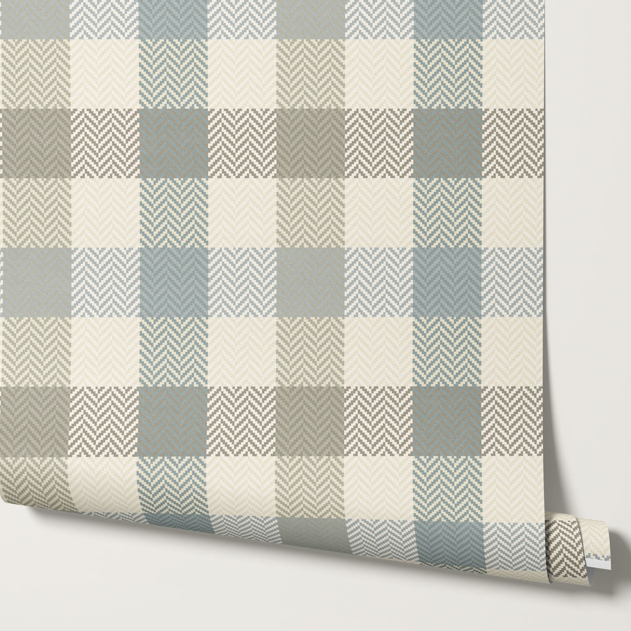 Gloria Tartan Plaid Check French Blue Wallpaper