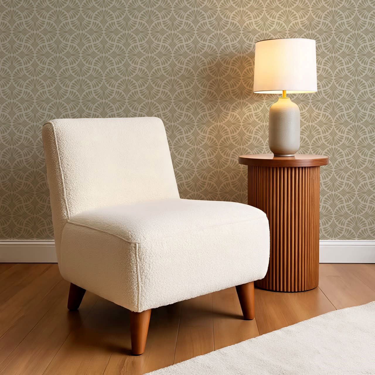 Monique Geometric Petals Olive Wallpaper