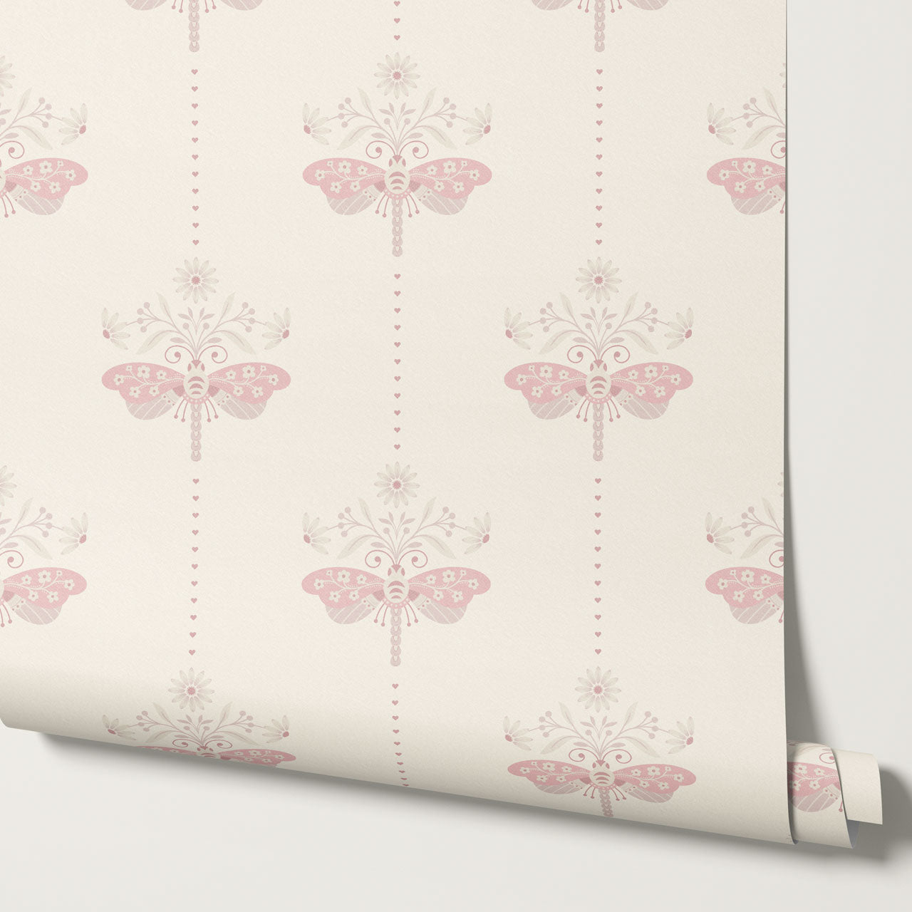 Gracie Rosewing Hearts Cream Blush Wallpaper
